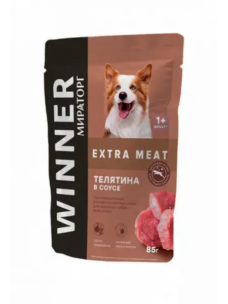 Мираторг корма для животных Влажный корм для собак EXTRA MEAT со вкусом ягненка в соусе
