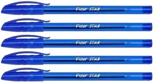 Ручка шариковая 5 шт FLAIR STAR пишущий узел 1,0 мм матовый корпус цвет чернил синий
