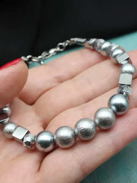 TIGER EYE Браслет с серым жемчугом "Mercury"