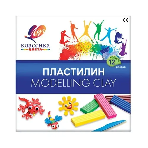 Луч Пластилин классический со стеком Классика 12 цветов 240 г, 1 уп