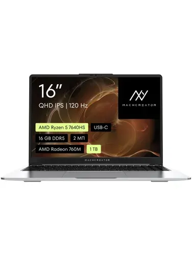 Machcreator R16 Ноутбук 16", AMD Ryzen 5 7640HS, RAM 16 ГБ, SSD 1000 ГБ, AMD Radeon 760M, Без системы, (400477449), серебристый, Русская раскладка
