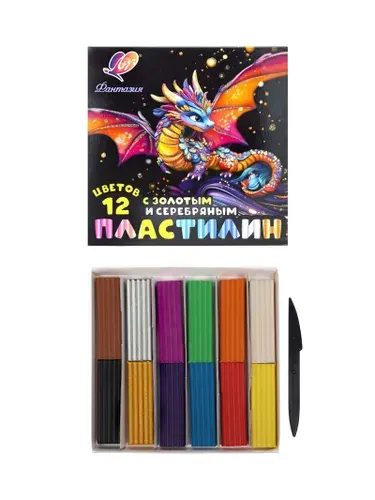 5464-Пластилин мягкий (восковой) 12цв 230г "Фантазия" 10979984