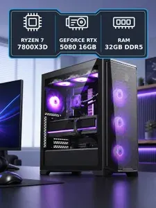 FIRESTRIKE Системный блок FIRESTRIKE PRO (AMD Ryzen 7 7800X3D, RAM 32 ГБ, SSD 1500 ГБ, NVIDIA GeForce RTX 5080 (16 Гб), Windows 11 Pro), черный