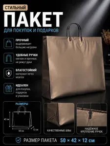 Пакет подарочный с пластиковыми ручками, плотный, серый, голография 50 х 42 х 12 см
