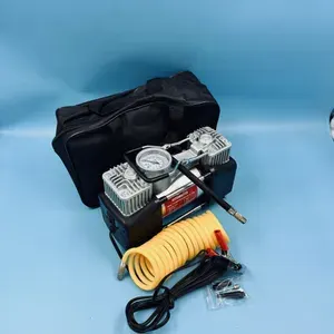 Компрессор мощный двухпоршневой TORNADO DC12V 23А 12В, насос автомобильный двухцилиндровый электрический,от аккумулятора для колес и шин автомобиля