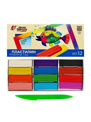 5407-Пластилин 12цв 240г Луч "Школа творчества" 5034758