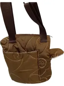 ЗИМНЯЯ Сумка-переноска Коричневая, ручная_работа для собак 3-4 кг, размер М 34см Х 18см Х 25см