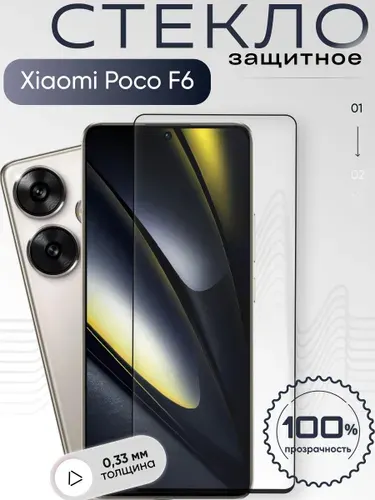 Защитное стекло для Poco F6,бронестекло на Поко Ф6, прозрачное, с олеофобным покрытием
