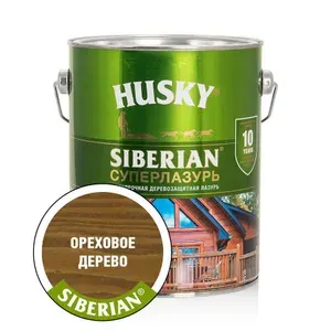 Суперлазурь, антисептик, пропитка для дерева HUSKY Siberian 2,7л Ореховое дерево