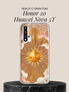 Чехол на Honor 20 / Huawei Nova 5T с принтом Золотое солнце в облаках