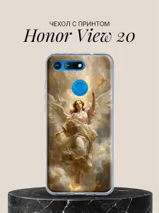 Чехол на Honor View 20 с принтом Ангел в золотых облаках