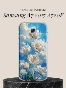 Чехол на Samsung A7 2017 A720F с принтом Белые тюльпаны в небе