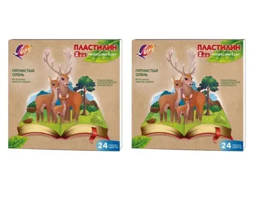 Луч Пластилин ZOO 360г , 24 цвета, 2 шт