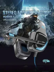 Наушники проводные с микрофоном, USB, 3.5 мм x2, синий, черный матовый