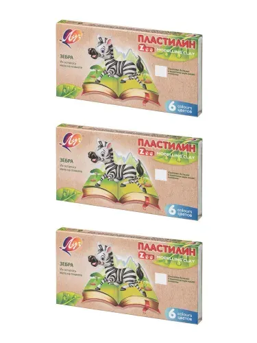 Луч Пластилин классический Zoo 6 цветов, 90 г, 3 упаковки