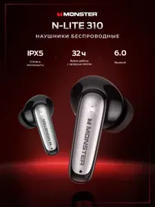 Наушники беспроводные внутриканальные с микрофоном MONSTER N-lite 310, черные