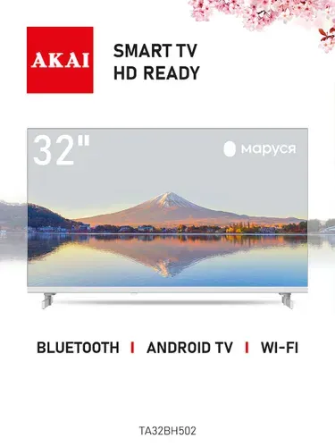 AKAI Телевизор 32 дюйма Смарт ТВ Wi Fi TA32BH502 / Android, HDR10, Dolby Atmos 32″ HD, белый