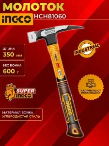 Молоток кровельщика 350 мм INGCO HCH81060, длина 350 мм, боек 600 г