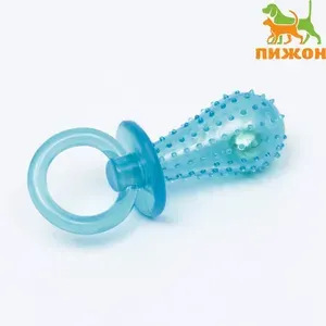 Жевательная игрушка Соска прозрачная, PP, 9.5 см, синяя