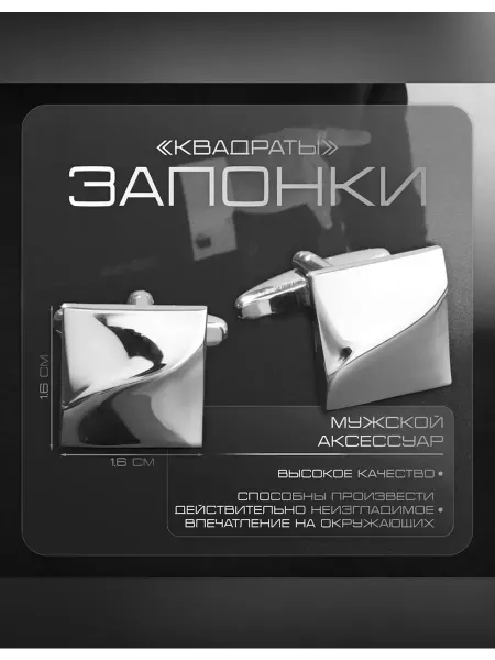 Queen fair Элегантные стальные запонки «Квадраты»