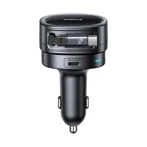 Автомобильная зарядка Baseus PrimeTrip VR145 Вт, выдвижной кабель USB-C, USB-C и USB-A, в прикуриватель, быстрая зарядка, для айфона и телефона, чёрная