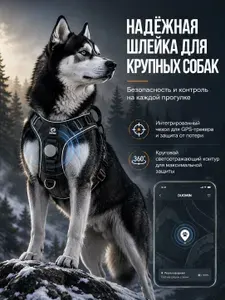 Усиленная шлейка для собак средних пород и крупных собак, чехол для GPS трекера, круговая светоотражающая лента