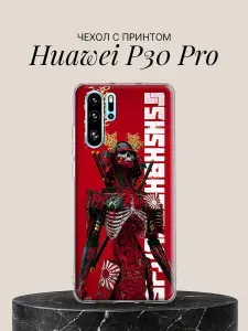 Чехол на Huawei P30 Pro с принтом Скелет-самурай с мечами