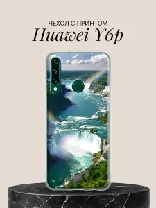 Чехол на Huawei Y6p с принтом Ниагарский водопад с радугой