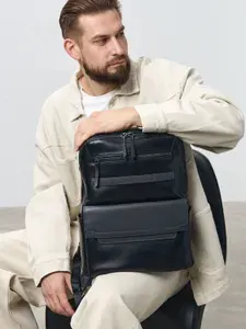 Рюкзак мужской городской кожаный большой MILBAG для ноутбука, для документов, натуральная кожа, черный