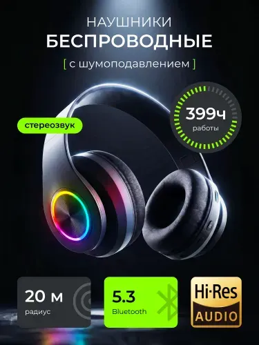 Наушники беспроводные большие накладные для телефона NP1 Pro с микрофоном и шумоподавлением
