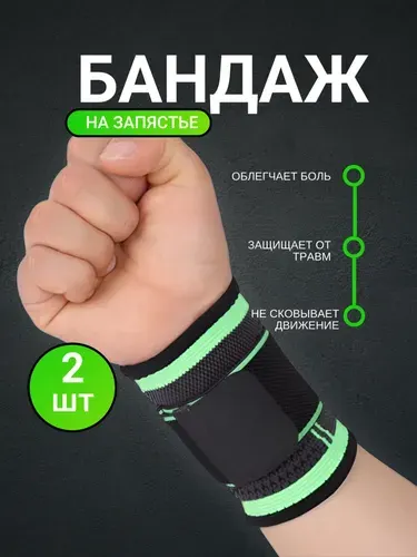 Бандаж на запястье / Эластичный фиксатор запястья / Универсальный напульсник 2 шт