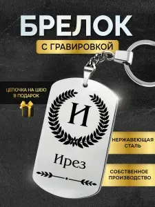 Брелок с именем Ирез, жетон с гравировкой, именной подарок