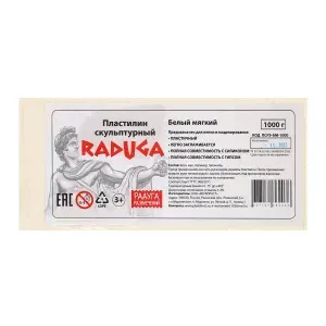 Скульптурный мягкий пластилин для лепки Радуга белый 1 кг