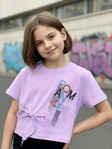 DS FASHION Футболка для девочки укороченная оверсайз