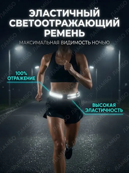 Повязка на пояс ремень светоотражающий с замком