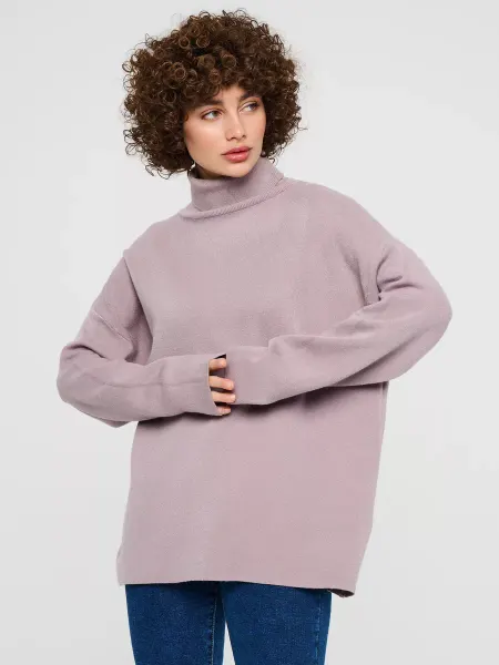 FASHIONBOOM Свитер длинный оверсайз теплый с горлом водолазка