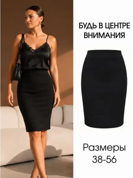 FashionCargo Юбка карандаш офисная с разрезом