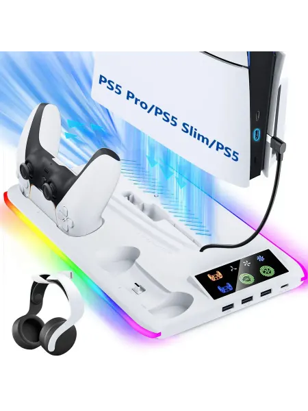 Подставка с охлаждением и зарядная станция PS5 Fat Slim Pro