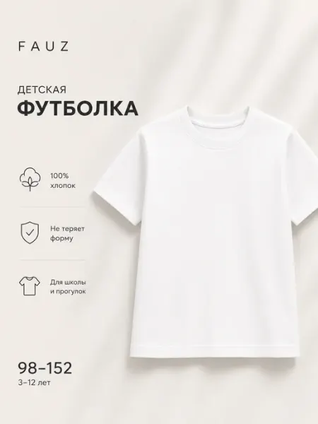 FAUZ Футболка базовая детская хлопок школьная