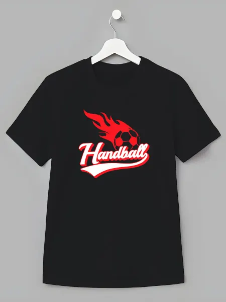 Favorit Kids Детская футболка Гандбол Handball Спорт Мяч Пламя Черный