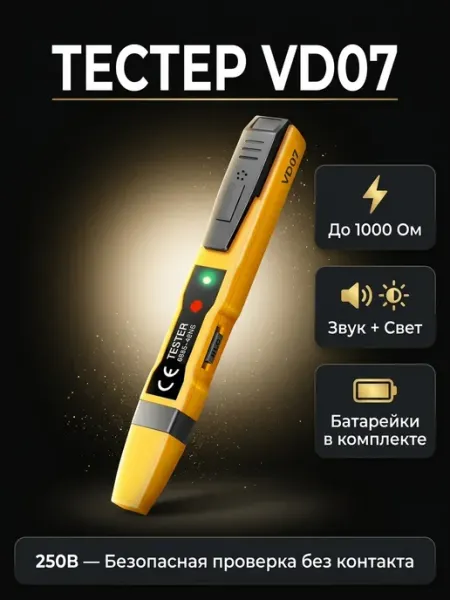 Отвертка пробник тестер индикатор напряжения звуковая АТГШОП