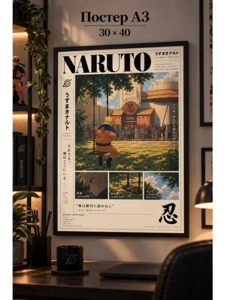 Постер Наруто Узумаки — детство аниме Naruto 30×40 см Aloe poster
