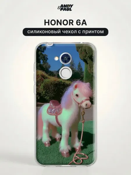 Чехол на 6A с принтом Радужная лошадка с блёстками HONOR