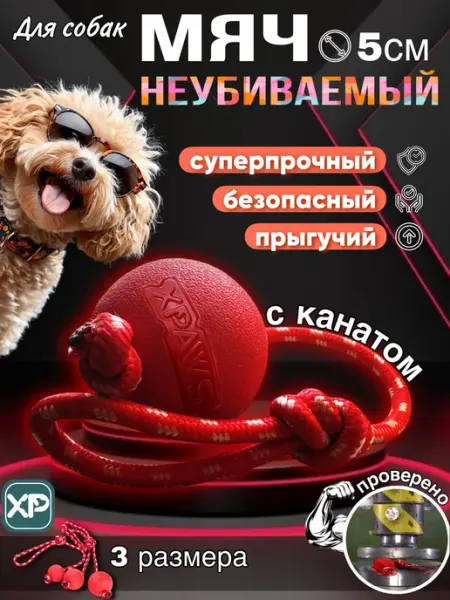 Мячик для собак на веревке XPAWS