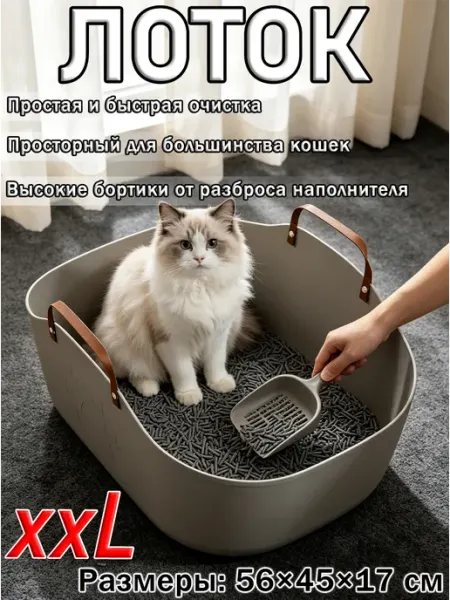 Лоток XXL для кошек с бортиками