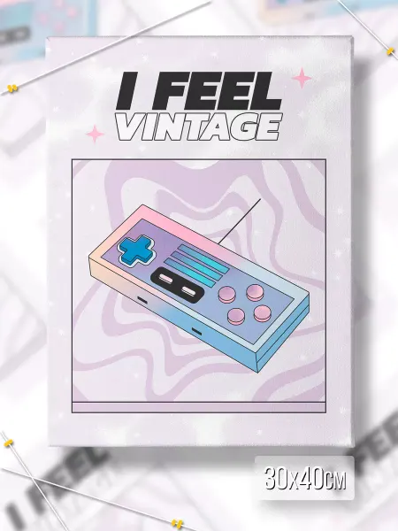 Каждому своё Game Картина Холст I Feel Vintage Ретро Игровой Контроллер Геймер