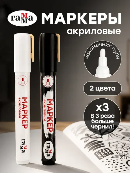 Акриловые маркеры для рисования пермаментные, набор Гамма