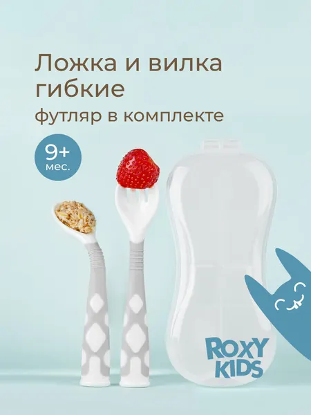 Набор детских столовых приборов ROXY-KIDS изогнутые ложка и вилка цвет серый