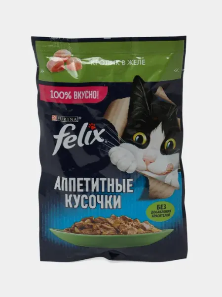 FELIX Влажный корм для кошек со вкусом кролика в желе 5 шт