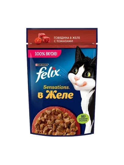 FELIX Влажный корм для кошек с говядиной в желе 5 шт